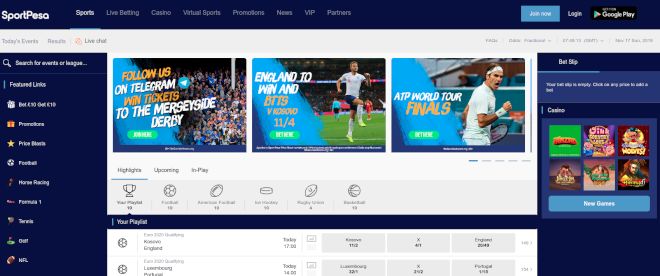 SportPesa homepage